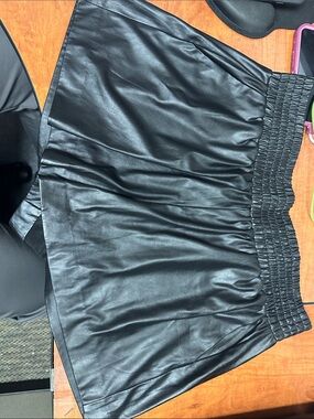 Ramy Brook Black Faux Leather Circle Skirt